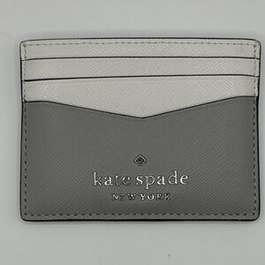 kate spade Two-Tone Leather Card Holder — Gray & White